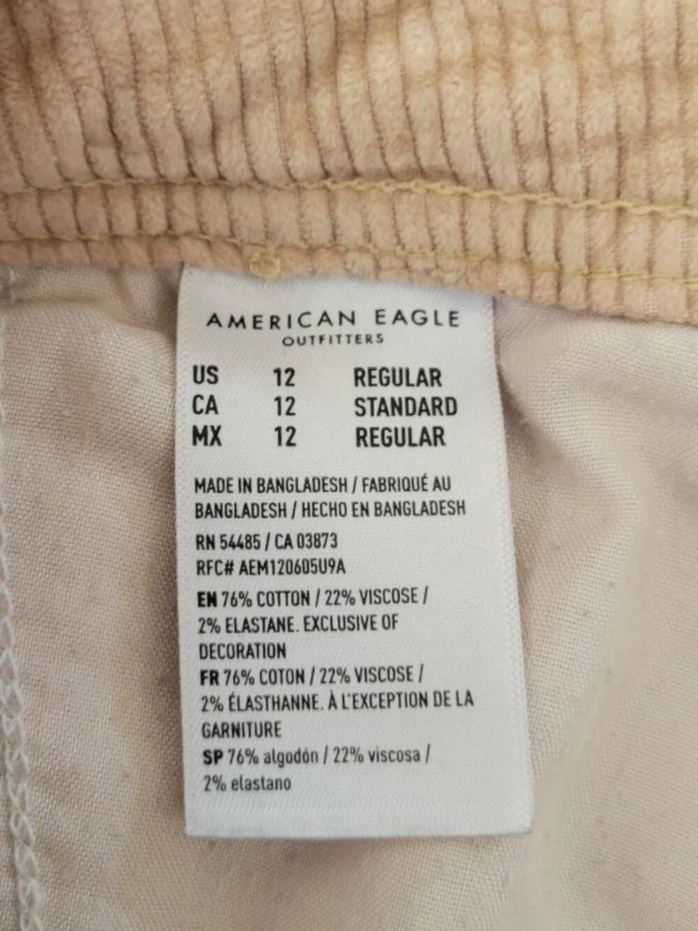 American Eagle High Rise Baggie Wide Leg Corduroy Cargo Pants Dreamy Drape Taupe - Picture 10 of 12